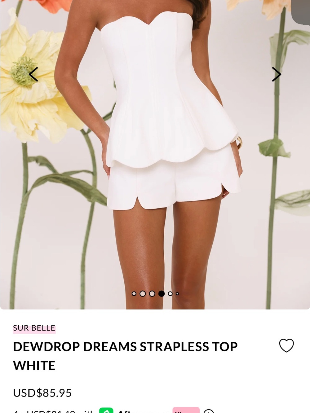 HELLO MOLLY DEWDROP DREAMS STRAPLESS TOP WHITE - M - Picture 2 of 4